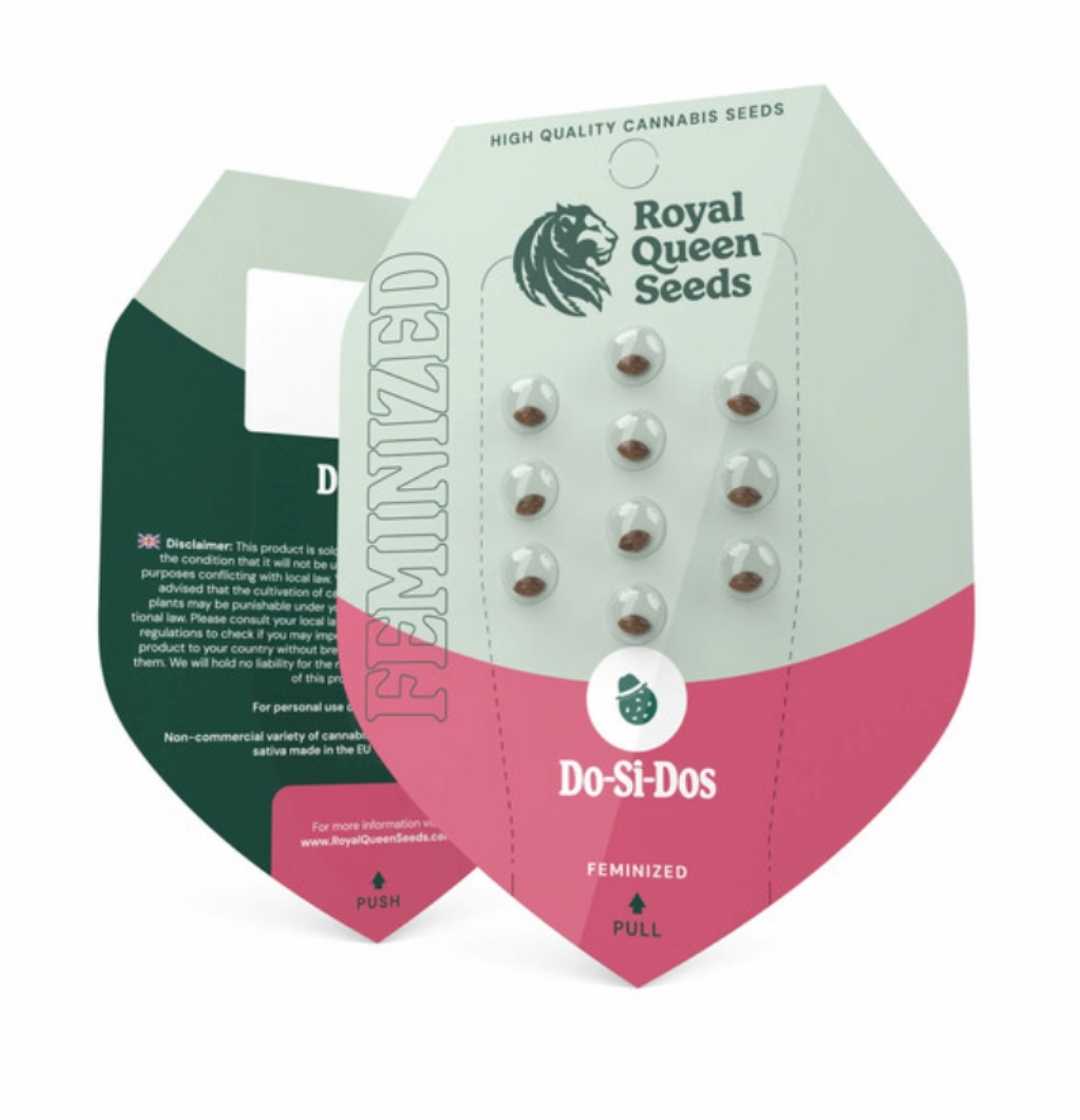 Do-si-dos feminisierte Samenpackung von Royal Queen Seeds mit Samenlayout und Verpackung.