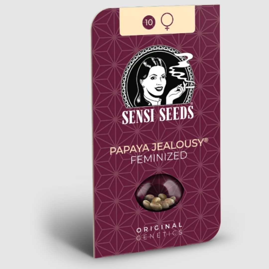 Papaya Jealousy feminisierte Hanfsamen von Sensi Seeds im violetten Original-Genetics-Samenset