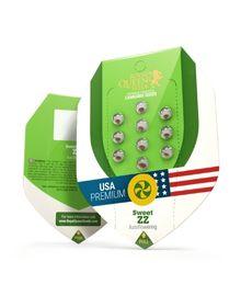 Verpackung der Auto Sweet ZZ Samen mit grünem USA-Label und markantem Design