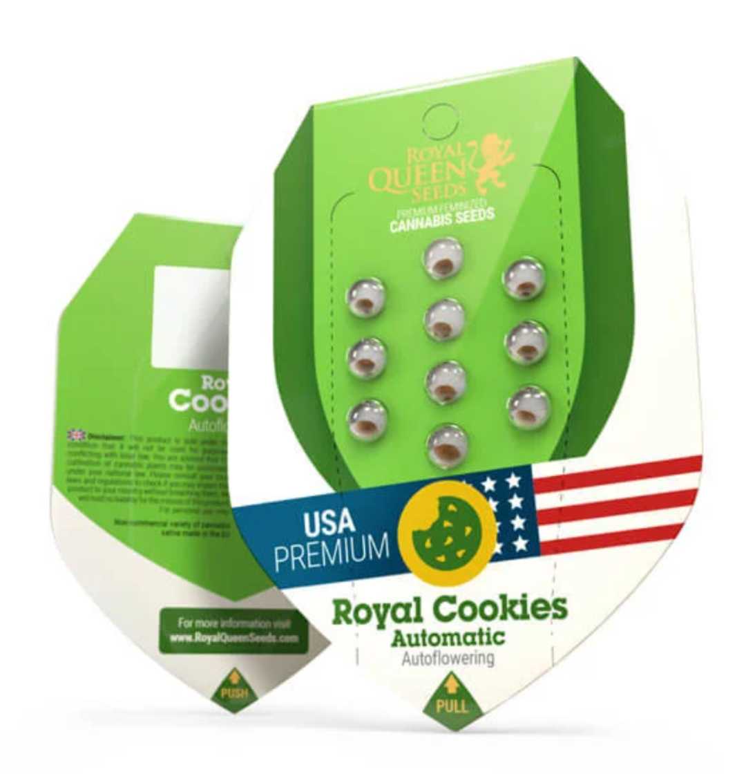 Royal Cookies Auto Samenpackung von Royal Queen Seeds mit USA Premium-Label.