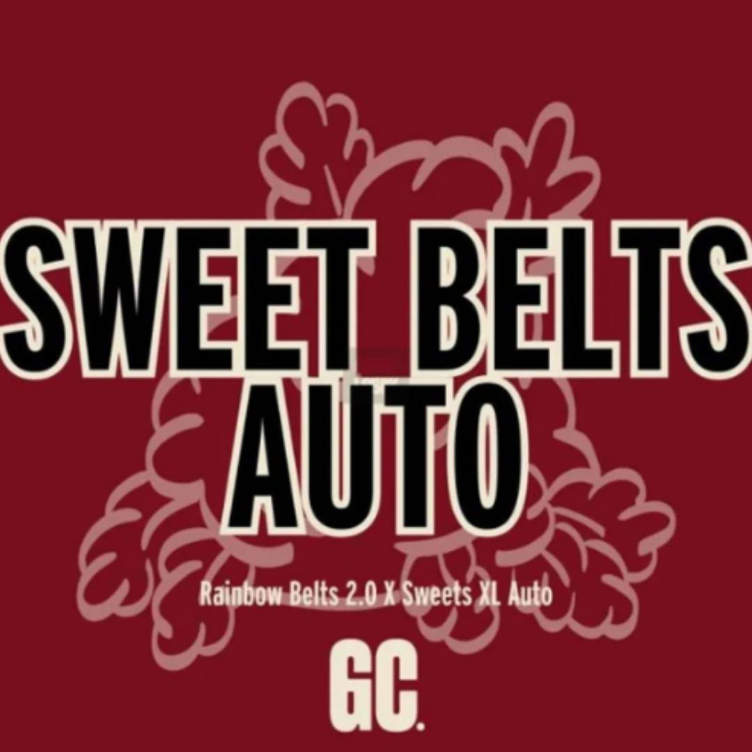 Sweet Belts Auto Logo mit markanter Schrift und Grand Cru Genetics Kennzeichnung