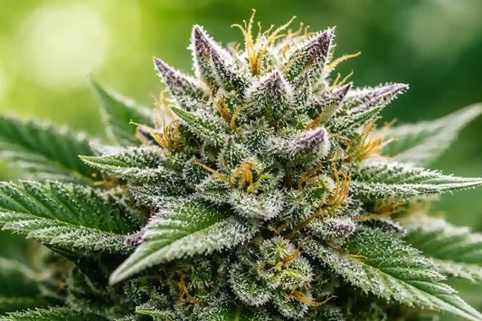 Cannabis Ernte Vorbereitung mit reifer, harziger Blüte kurz vor dem optimalen Erntezeitpunkt