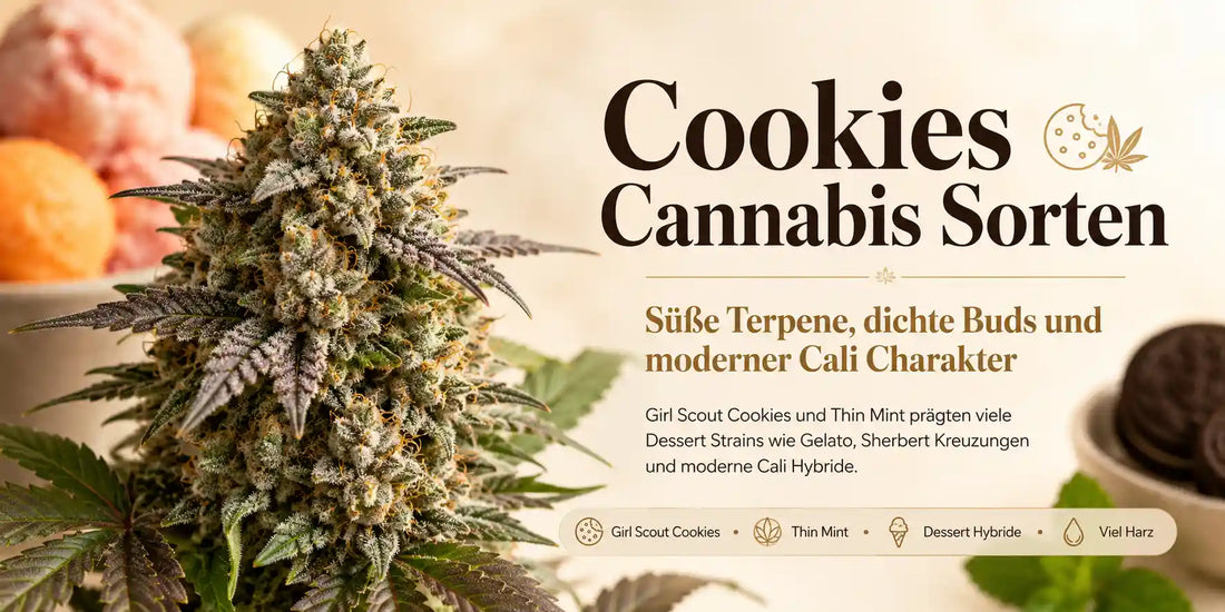 cookies-cannabis-sorten mit dichter Girl Scout Cookies Blüte und süß harzigen Dessert Terpenen
