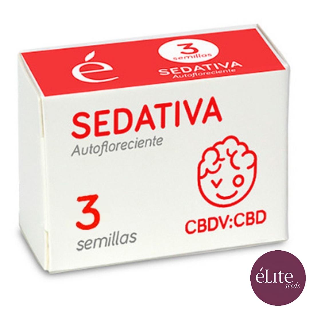 Auto Sedativa CBDV Samenpackung von Elite Seeds mit 3 Samen und CBDV CBD Hinweis