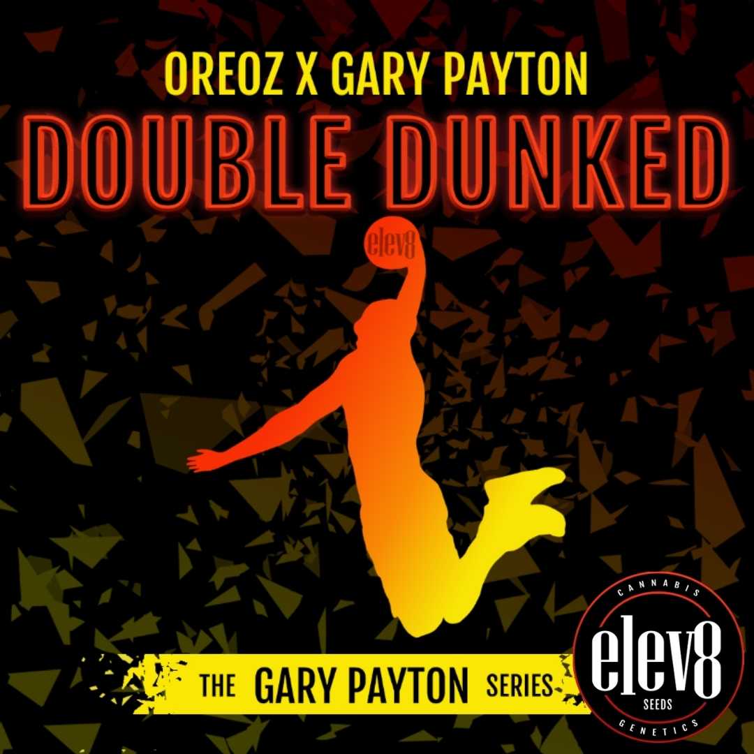 Double Dunked Logo mit Basketballfigur und Hinweis auf die Oreoz x Gary Payton Genetik