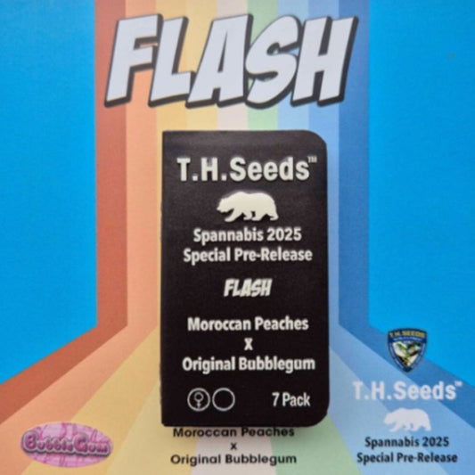 Flash Samenpackung von T.H. Seeds, Spannabis 2025 Special Pre-Release mit Moroccan Peaches x Original Bubblegum