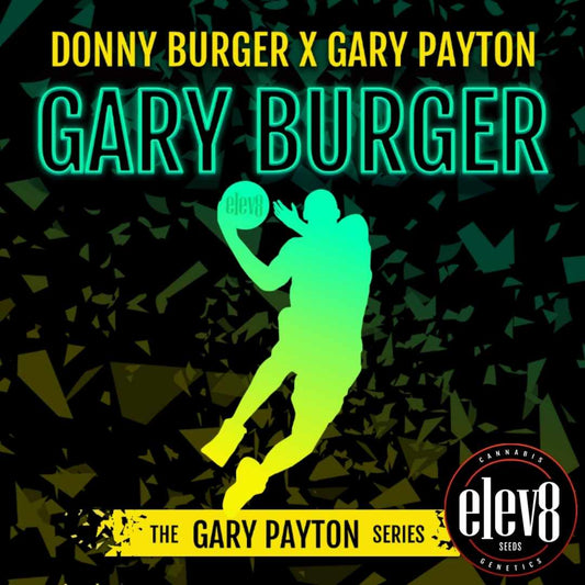 Gary Burger Logo mit Basketball-Silhouette und Elev8 Seeds Branding