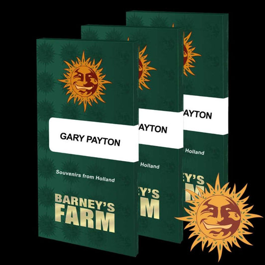 Gary Payton Samenpackung von Barney’s Farm mit grünem Design und goldener Sonnengrafik