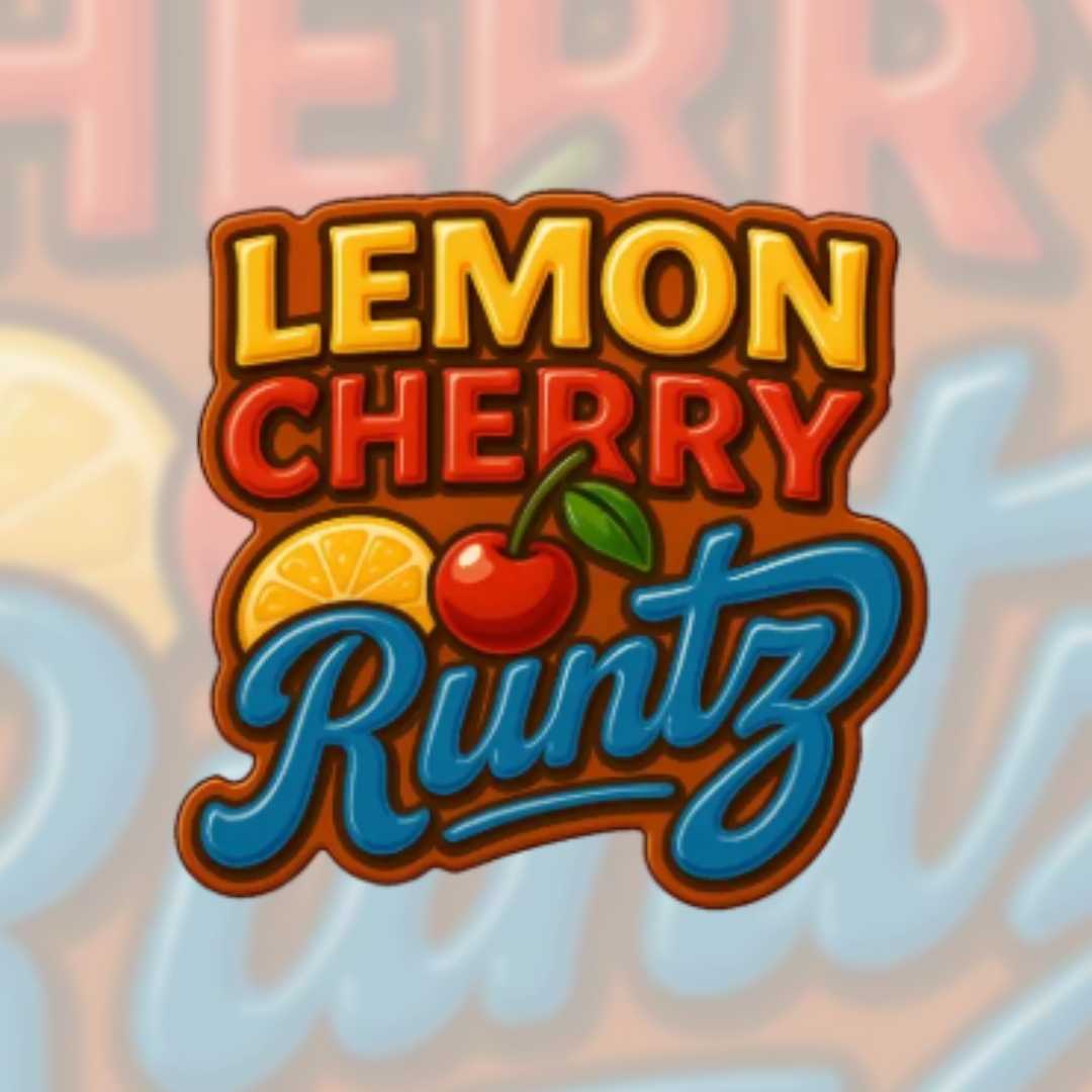 Lemon Cherry Runtz Blüte mit dichten, harzüberzogenen Buds und rotgrünen Blättern von Fast Buds