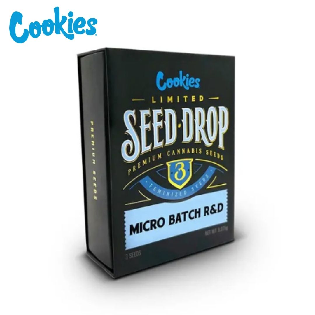 Micro Batch R&D Samenpackung von Cookies Seedbank mit Seed Drop Design und feminisierten Cannabissamen