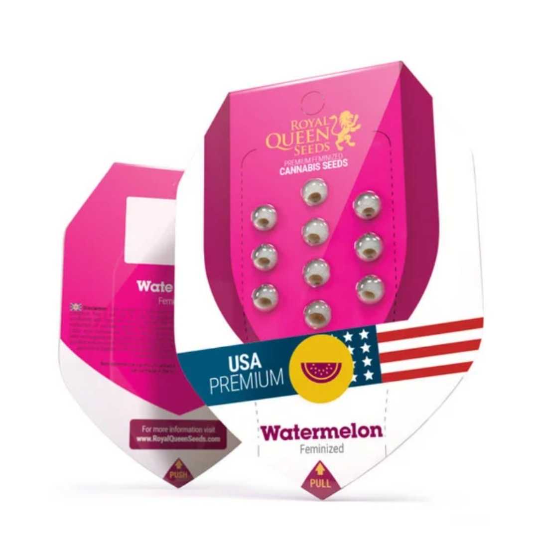 Watermelon Hanfsamen von Royal Queen Seeds in pink-weißer Premiumverpackung